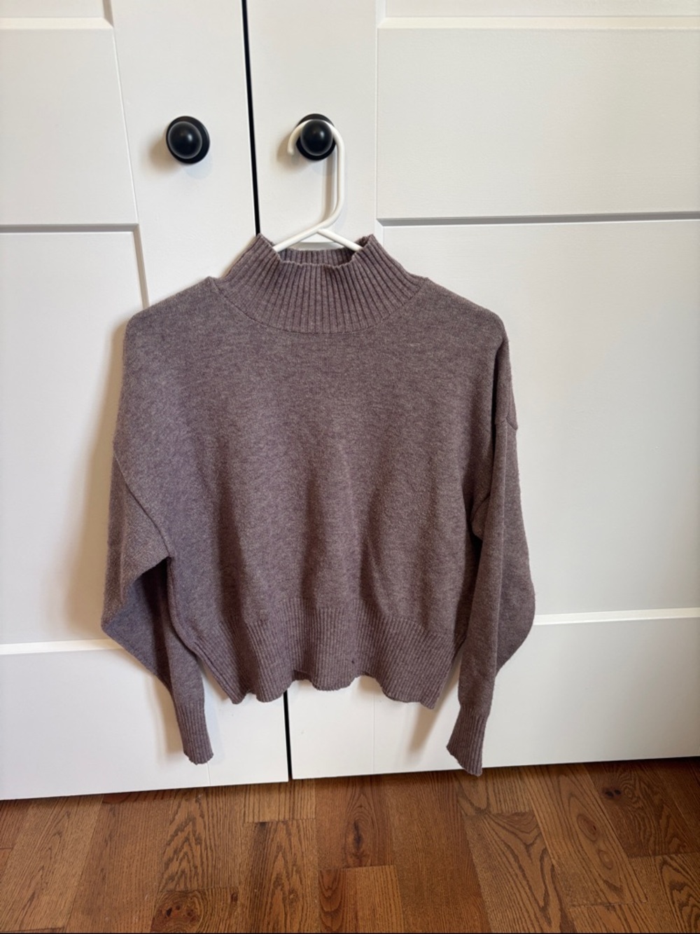 Women's Mock Neck Knit Sweater - Taupe